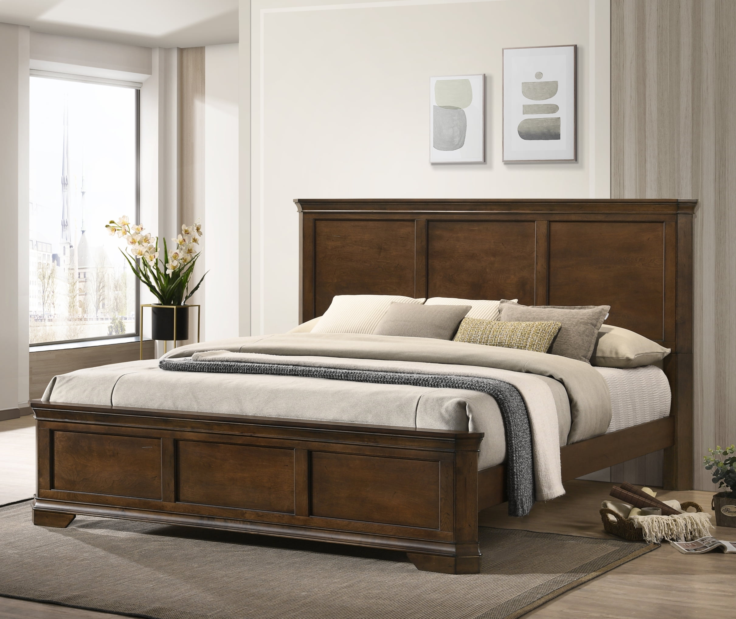 Wood panel king bed discount