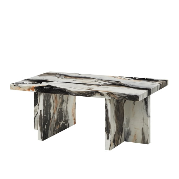 Roundhill Furniture Mchome Contemporary Coffee Table, Off-White Faux Marble