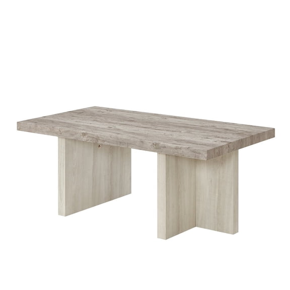 Roundhill Furniture Mchome Contemporary Coffee Table, Weathered Gray and Beige