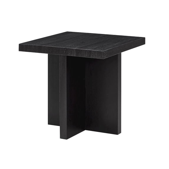 Roundhill Furniture Mchome Square End Table, Nightstand, Black Finish