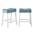 thumbnail image 1 of Roundhill Furniture Morovo Velvet Counter Height Stools Saddle Seats, Set of 2, Blue, 1 of 5