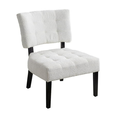 Roundhill Furniture Movile Boucle Tufted Accent Chair with Oversized Seating, White