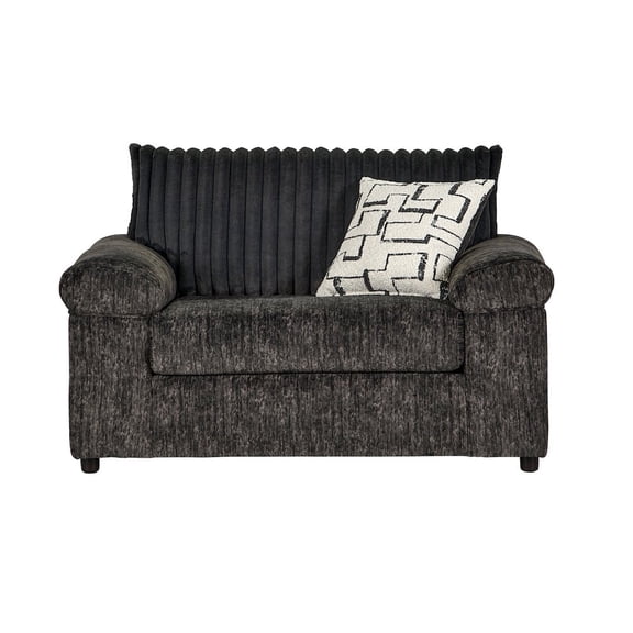 Roundhill Furniture Nason Wide Wale Corduroy Cuddle Chair, Charcoal