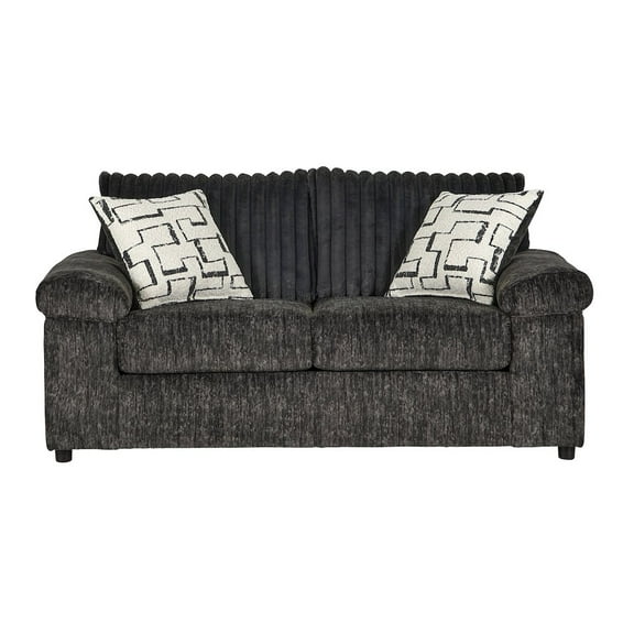 Roundhill Furniture Nason Wide Wale Corduroy Loveseat, Charcoal