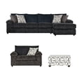 thumbnail image 1 of Roundhill Furniture Nason Wide Wale Corduroy Sectional Sofa Chaise with Armchair and Ottoman, Charcoal, 1 of 14
