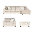 thumbnail image 1 of Roundhill Furniture Nason Wide Wale Corduroy Sectional Sofa Chaise with Armchair and Ottoman, Parchment, 1 of 13