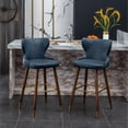 thumbnail image 1 of Roundhill Furniture Nevis Mid-Century Modern Faux Leather Tufted 29.5 in. Bar Stool - Set of 2, Blue, 1 of 5