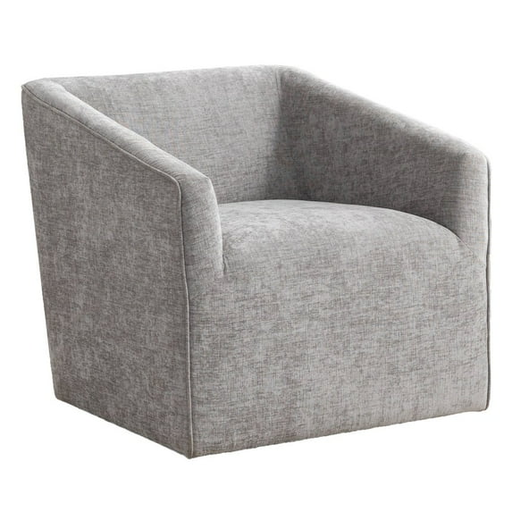 Roundhill Furniture Nice Modern Upholstered Barrel Armchair, 360 Degree Swivel, Gray