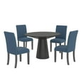 thumbnail image 1 of Roundhill Furniture Nuevo 5-Piece Round Dining Set, Pedestal Dining Table with 4 Chairs, Blue, 1 of 12