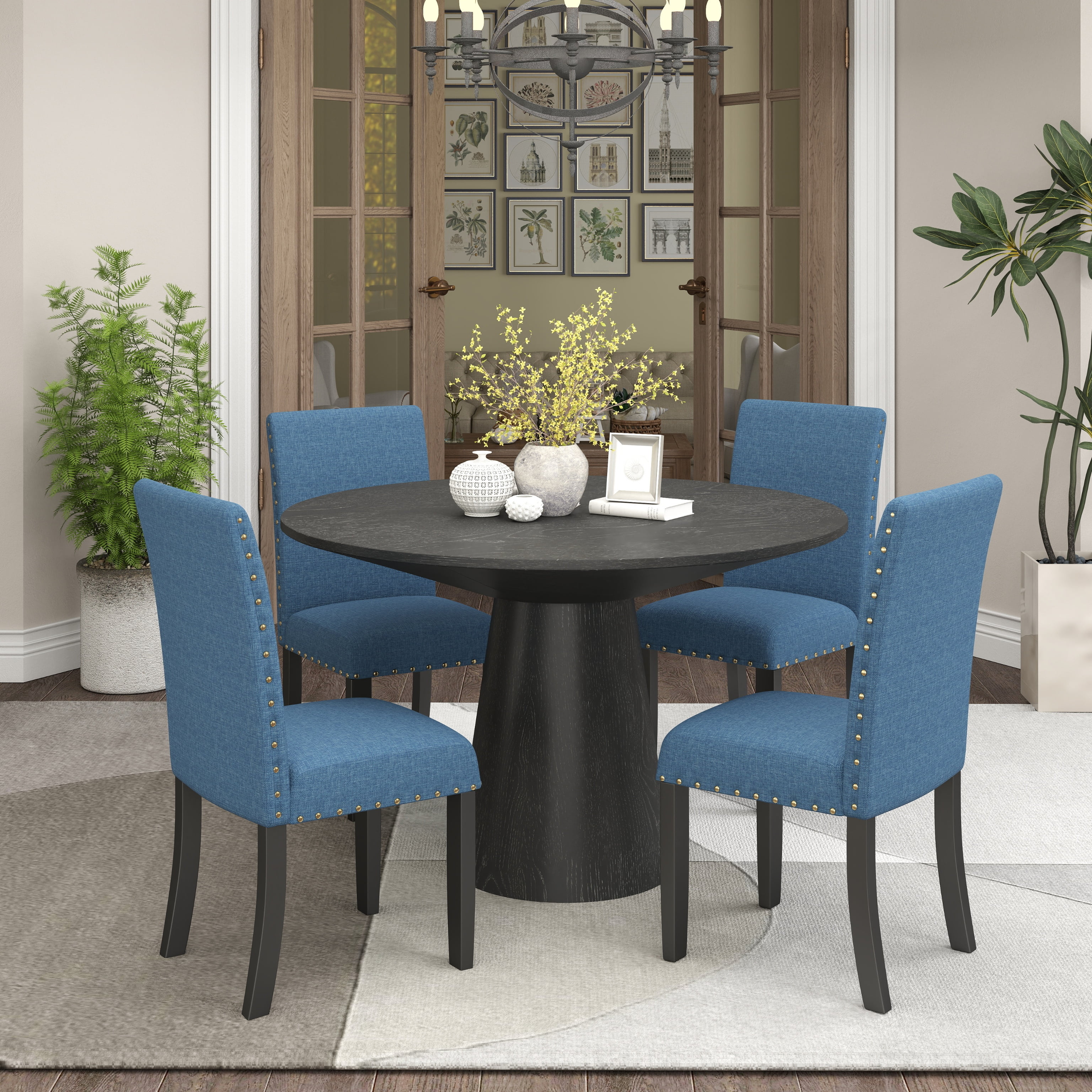 Glass Dining Next Round Table And Chairs Boowill Glass Round