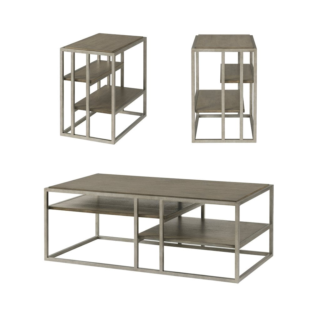 Padena 3-Piece Metal Frame Wood Coffee Table Set