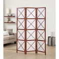 thumbnail image 1 of Roundhill Furniture Paper and Wood 3-Panel Screen Room Divider in Walnut, 1 of 4