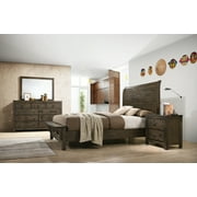 Roundhill Furniture Pavita Sleigh Queen Bed Set: Dresser, Mirror, Night Stand