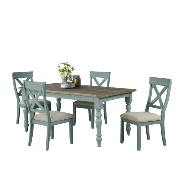 Roundhill Furniture Prato 5-Piece Dining Table Set with Cross Back Chairs