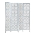 thumbnail image 1 of Roundhill Furniture Quarterfoil infused Diamond 4-Panel Room Divider in Silver, 1 of 5