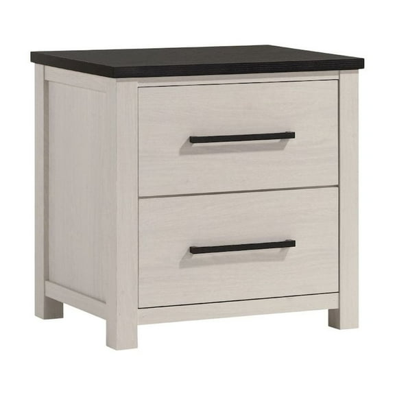 Roundhill Furniture Realynn 2-Drawer Bedroom Nightstand, Off-White Finish