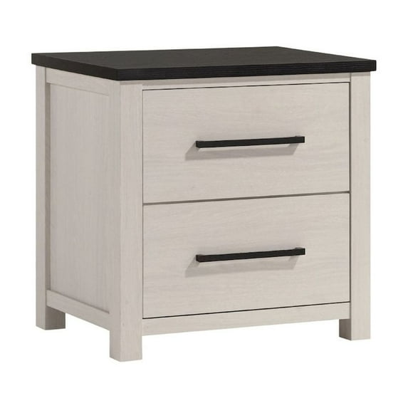 Roundhill Furniture Realynn 2-Drawer Bedroom Nightstand, Off-White Finish