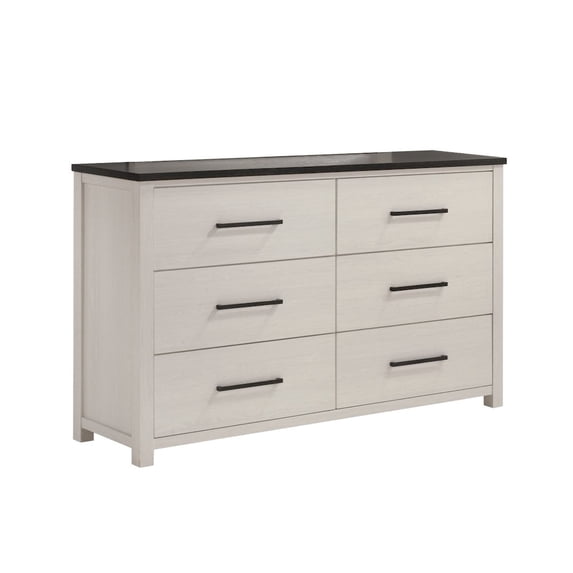Roundhill Furniture Realynn 6-Drawer Bedroom Dresser, Off-White Finish