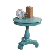 Roundhill Furniture Rene Round Wood Pedestal Side Table, White