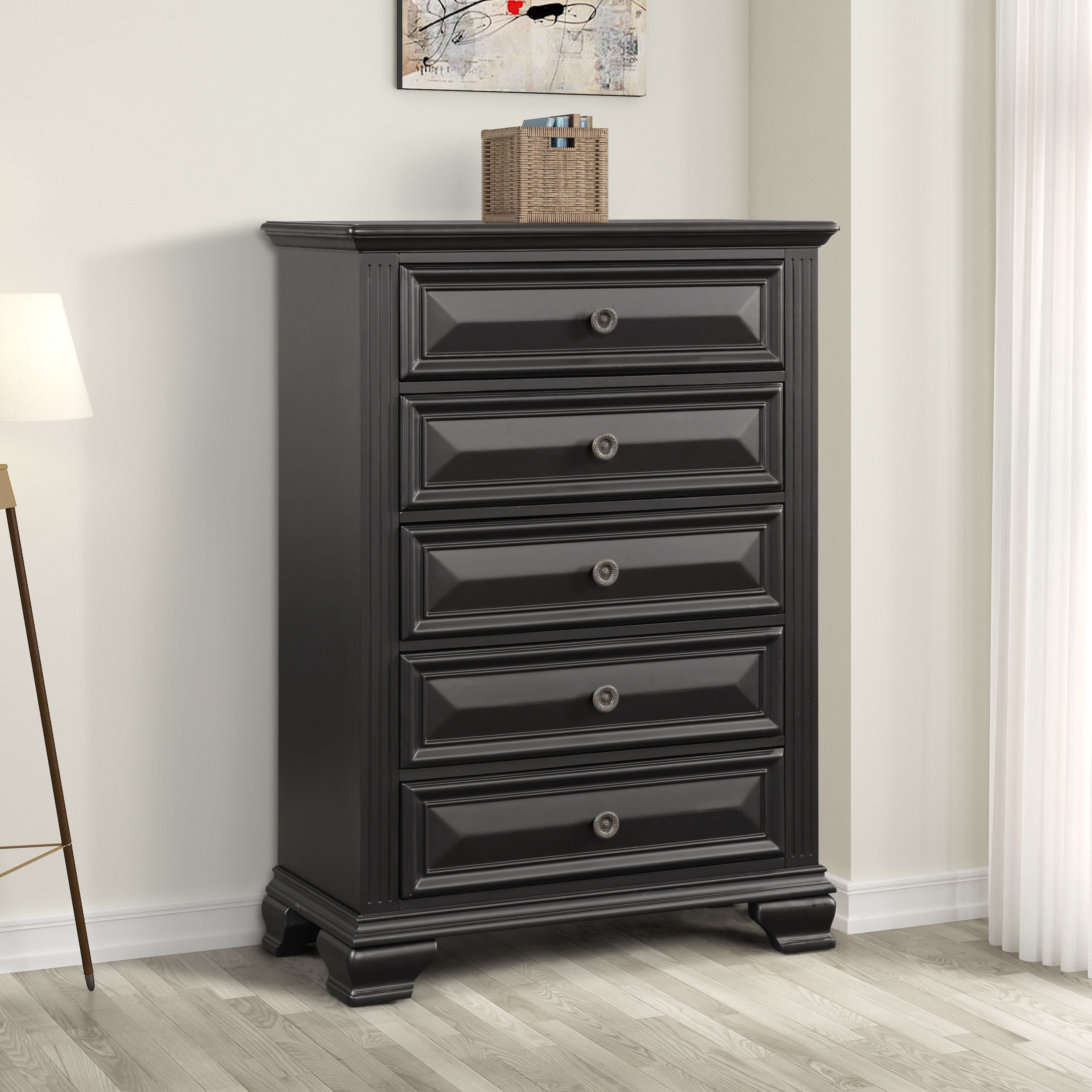 Roundhill Furniture Renova 5-Drawer Chest - Parchment White