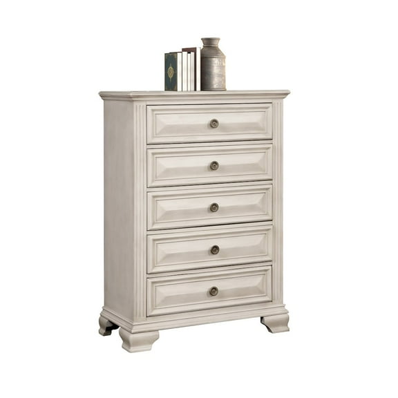 Roundhill Furniture Renova 5-Drawer Chest - Parchment White