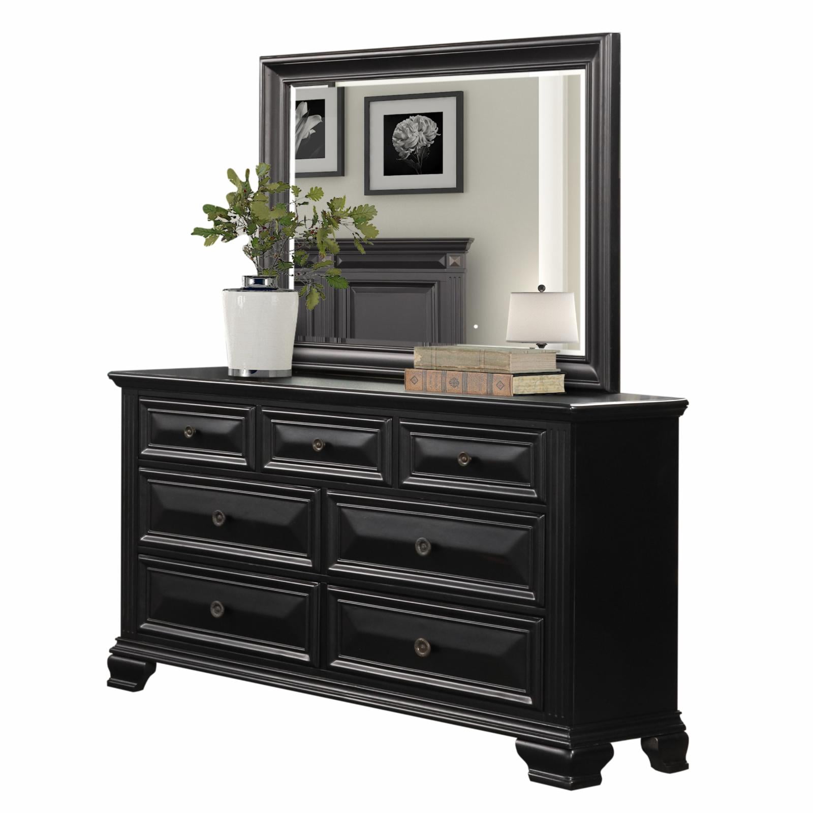 7 Drawer Dresser with Mirror Black: Modern Storage Solution for Your Bedroom