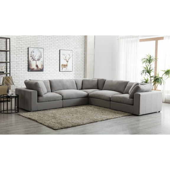 Roundhill Furniture Rivas Contemporary 6-Piece Sectional Sofa - Graphite