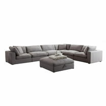 Roundhill Furniture Rivas Contemporary 7-Piece Sectional Sofa with Ottoman - Graphite
