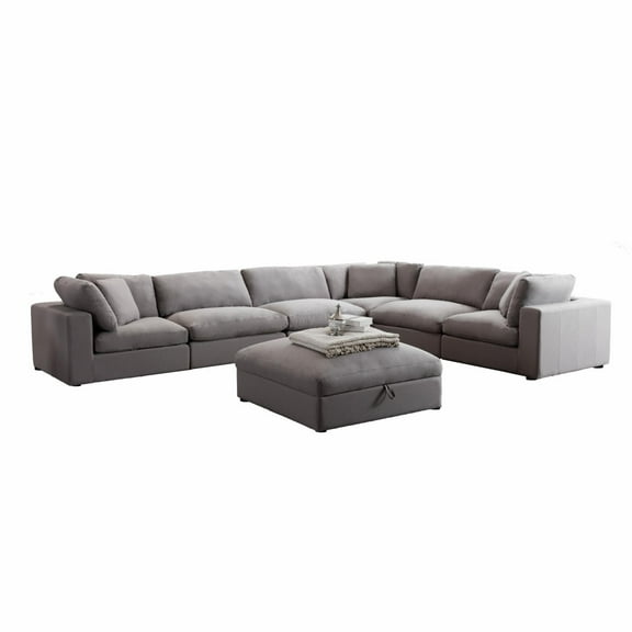 Roundhill Furniture Rivas Contemporary 7-Piece Sectional Sofa with Ottoman - Graphite