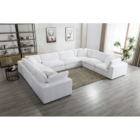Roundhill Furniture Rivas Contemporary 8-Piece U-Sectional Sofa - Graphite