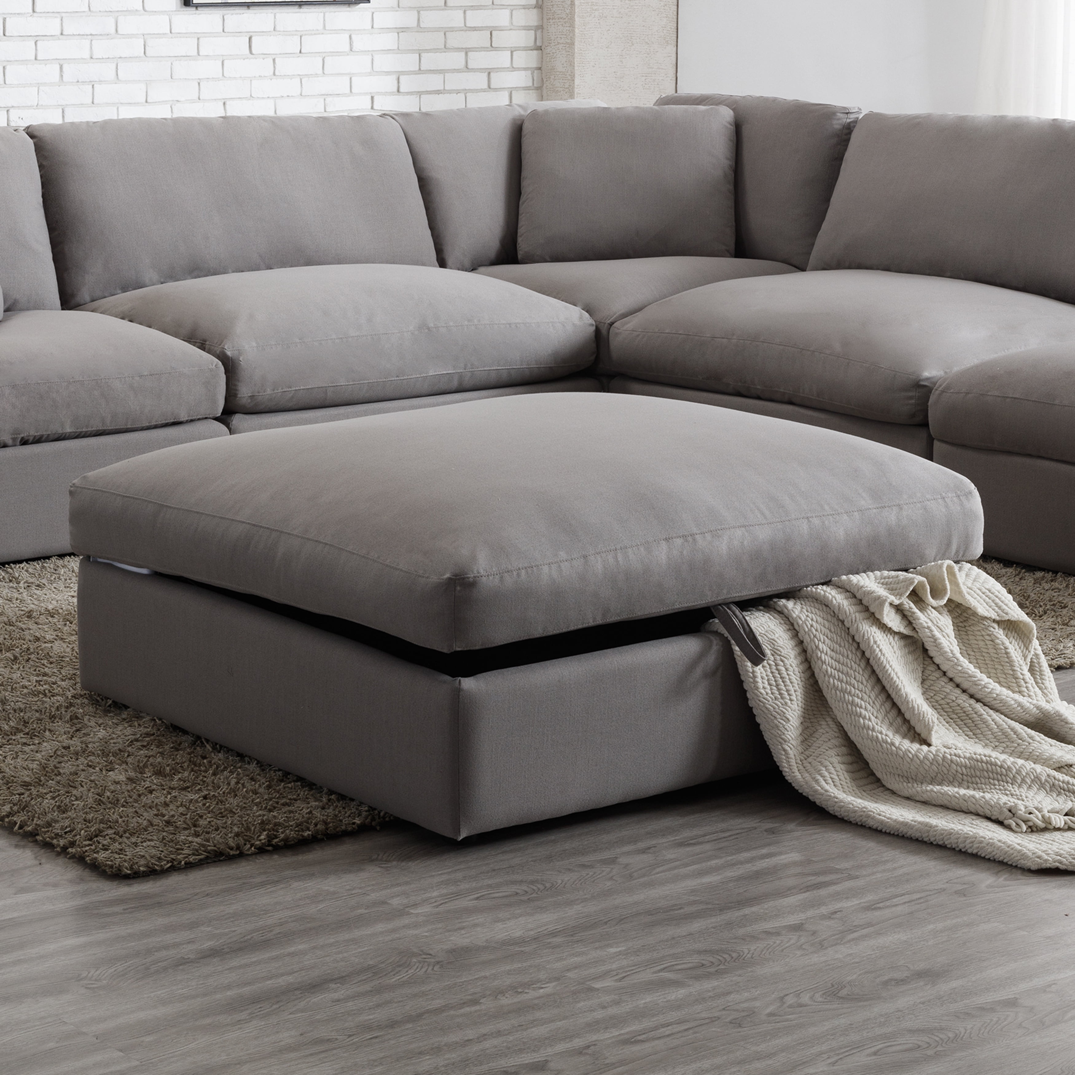 Roundhill Furniture Rivas Contemporary Ottoman - Graphite