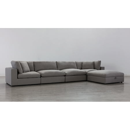 Roundhill Furniture Rivas Contemporary Sectional Sofa, Graphite Polyester Blend