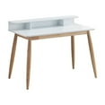 thumbnail image 1 of Roundhill Furniture Roskilde Mid-Century Modern Wood Writing Desk with Hutch, White, 1 of 5