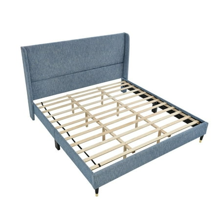 Roundhill Furniture Rozitta Upholstered Wingback Platform Bed, King