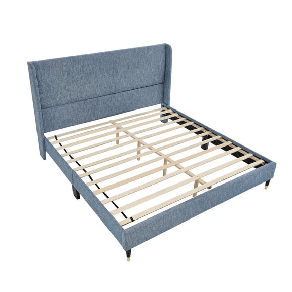 Roundhill Furniture Rozitta Upholstered Wingback Platform Bed, Queen