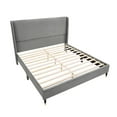 thumbnail image 1 of Roundhill Furniture Rozitta Upholstered Wingback Platform Bed, Gray Velvet, Queen, 1 of 6