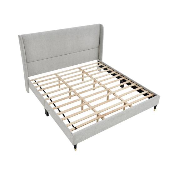 Roundhill Furniture Rozitta Upholstered Wingback Platform Bed, King