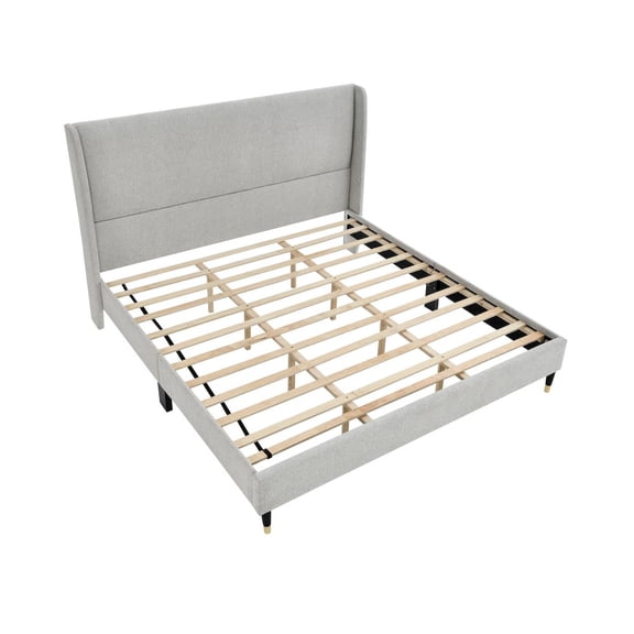 Roundhill Furniture Rozitta Upholstered Wingback Platform Bed, King