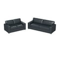 thumbnail image 1 of Roundhill Furniture Sakan Leather Upholstered 2-Piece Living Room Set, Sofa and Loveseat, Blue, 1 of 12