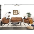 thumbnail image 1 of Roundhill Furniture Sakan Leather Upholstered 3-Piece Living Room Set, Sofa and 2 Cutler Chairs, Caramel, 1 of 13