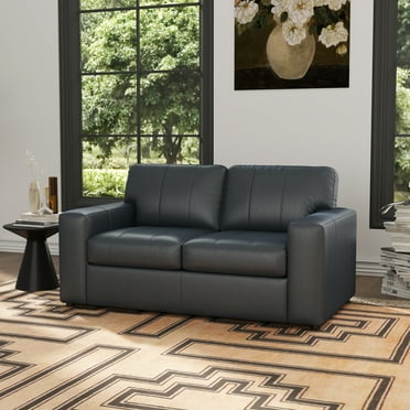 Roundhill Furniture Sakan Leather Upholstered Loveseat, Blue