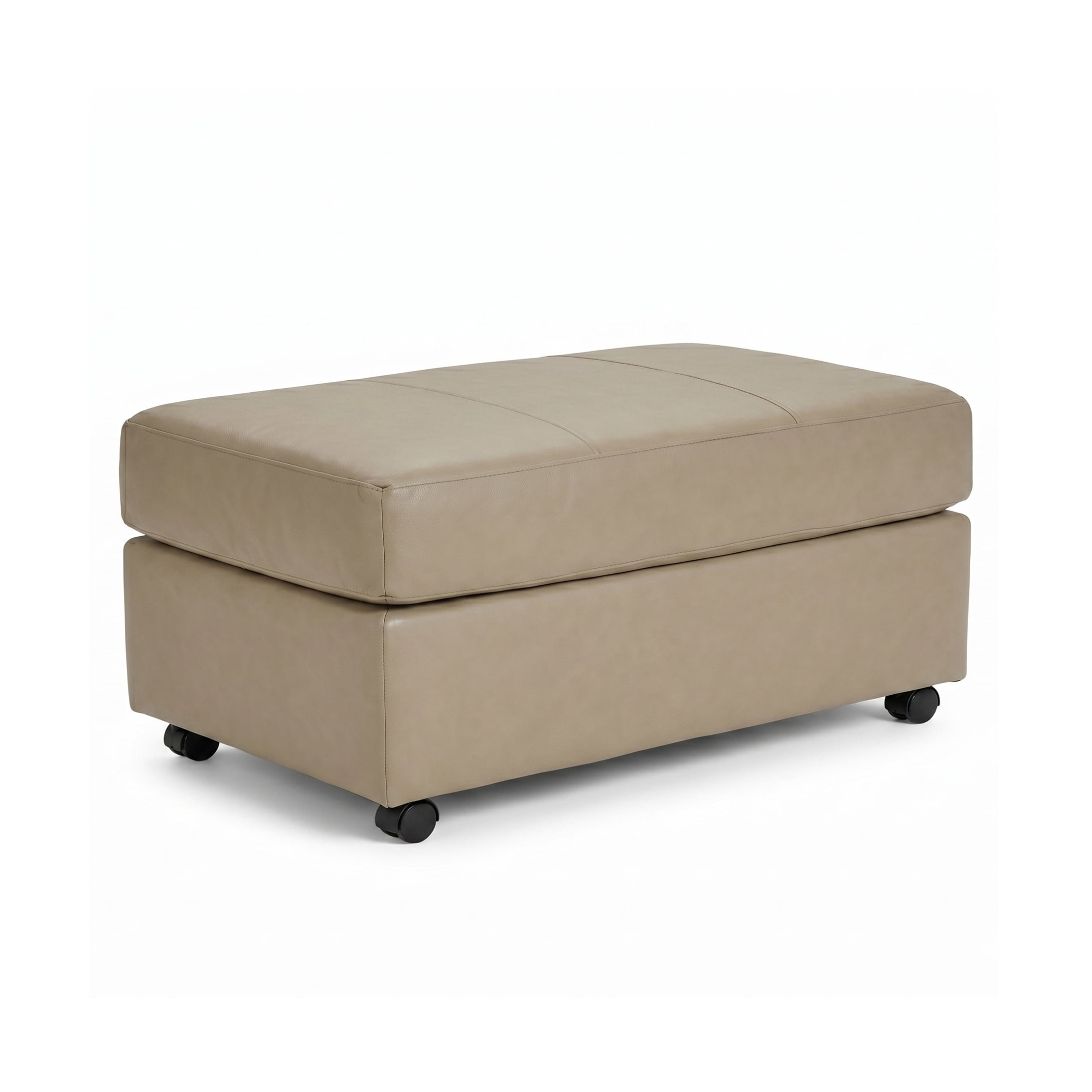 Roundhill Furniture Sakan Leather Upholstered Ottoman, Beige