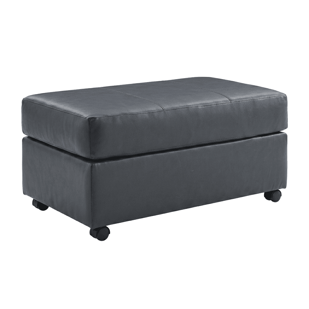 Roundhill Furniture Sakan Leather Upholstered Ottoman, Blue
