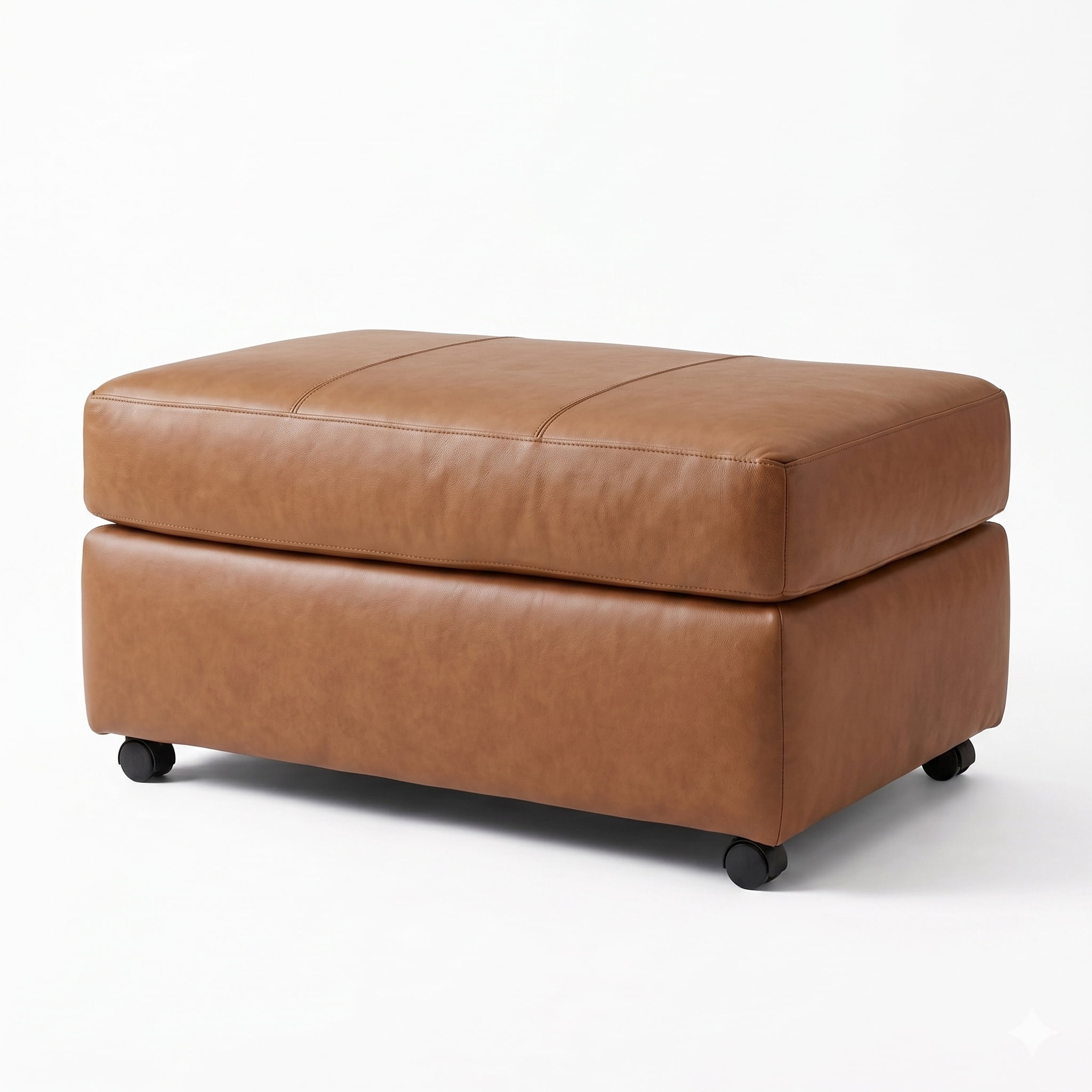 Roundhill Furniture Sakan Leather Upholstered Ottoman, Caramel