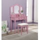 Roundhill Furniture Set Vanità E Sgabello Con Specchio - Finitura Argento, Stile Moderno Con Cassetti E Panca Imbottita - 2