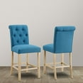 thumbnail image 1 of Roundhill Siena Counter Height Button Tufted Back Solid Wood Stools, Set of 2, Blue, 1 of 5