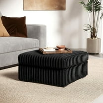 Roundhill Furniture Solenne Oversized Ottoman with Jumbo Corduroy Upholstery, Black