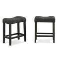 thumbnail image 1 of Roundhill Furniture Sora Button Tufted Counter Height Saddle Stool, Set of 2, Gray, Wood, 24"H, 1 of 6