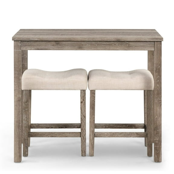 Roundhill Furniture Sora Wood 3-Pc Counter Height Dining Set, Taupe