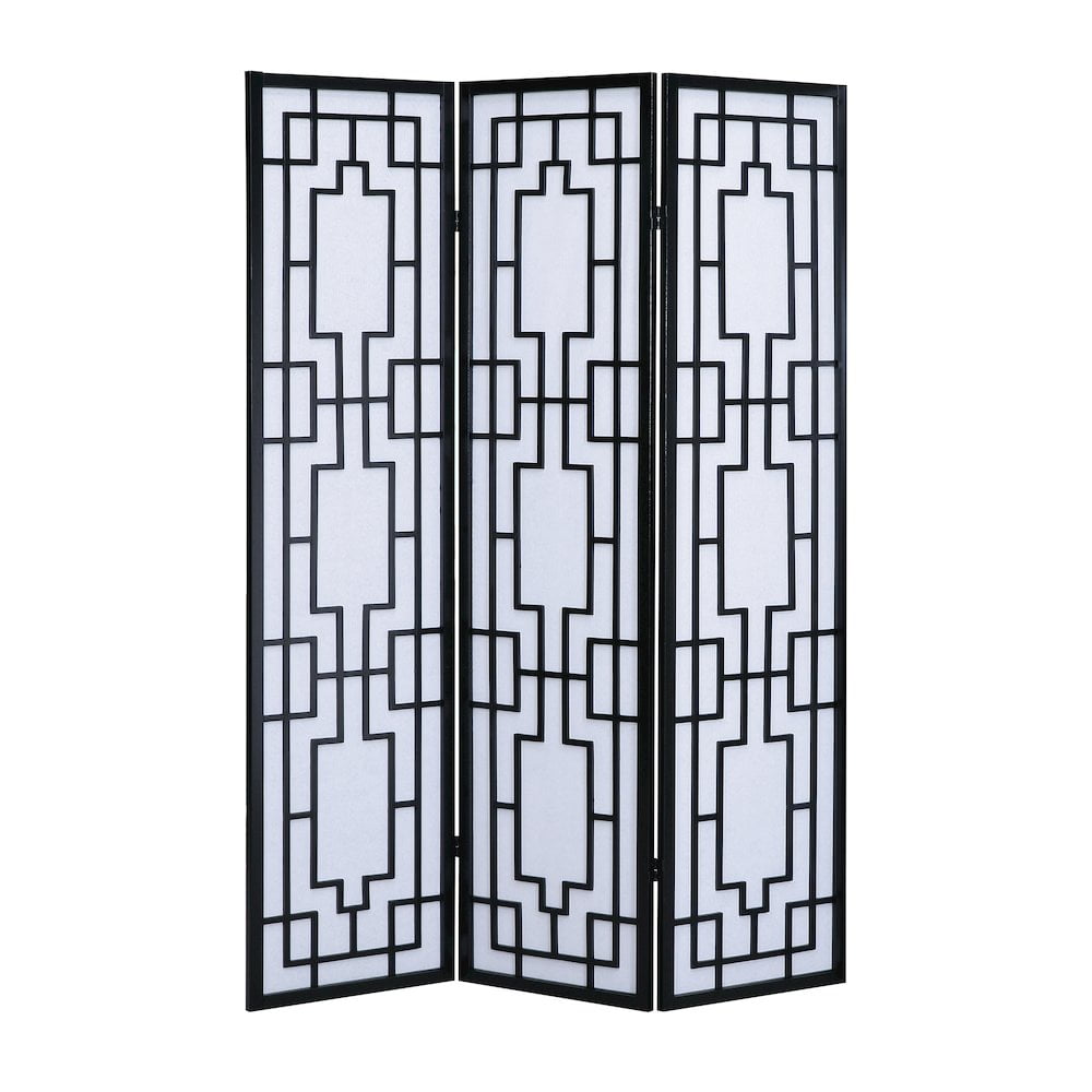 Black Pine Wood 3-Panel Shoji Room Divider